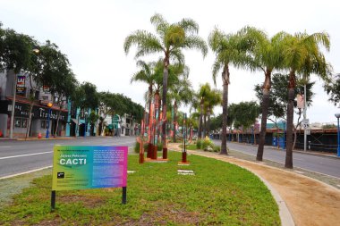 Batı Hollywood, California - 12 Mayıs 2019: Santa Monica Bulvarı 'nda James Petersen tarafından yapılan Kamu Sanat Heykeli CACTI manzarası. ve Doheny Drive, Batı Hollywood