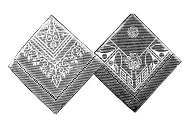 Eski eşarpların el çizimi, illüstrasyon  