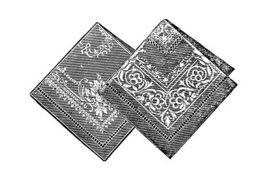 Eski eşarpların el çizimi, illüstrasyon  