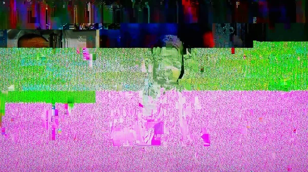 TV Static Noise Glitch Distortion Effect - Digital Video signal on modern LCD TV during live transmission