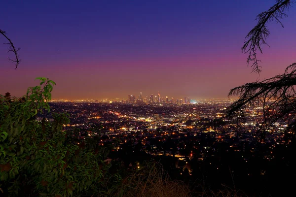 Los Angeles カリフォルニア州 グリフィス天文台からの夕日 — ストック写真