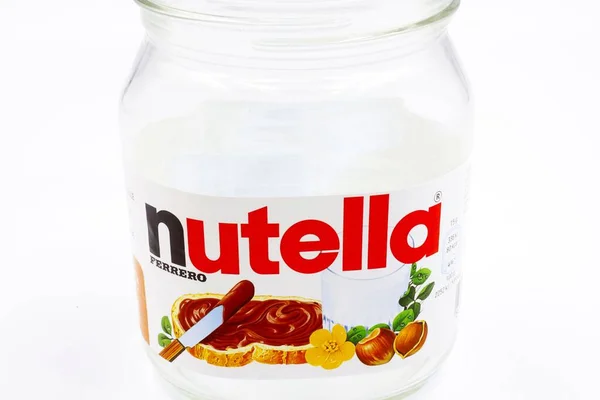 Pescara Italy July 2019 Nutella Empty Jar Hazelnut Spread Cocoa — Stock Photo, Image