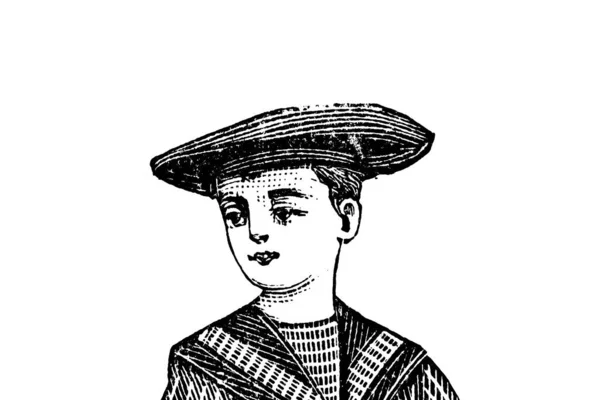 白色背景的男孩的肖像 铅笔插图 — 图库照片