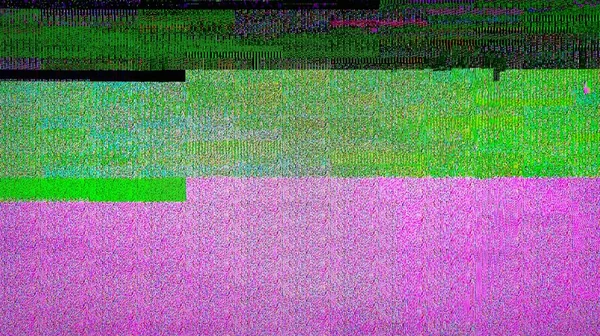 テレビ静的ノイズグリッチ歪み効果 ライブ伝送中の現代のLcdテレビ上のデジタルビデオ信号 — ストック写真
