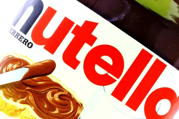 Nutella Jar Hazelnut Spread Cocoa Diproduksi Oleh Ferrero — Stok Foto