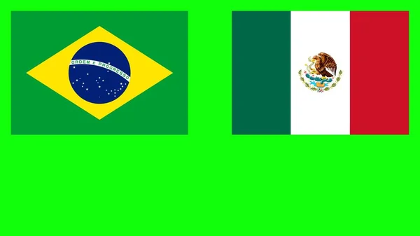 ブラジルとメキシコの国旗 — ストック写真