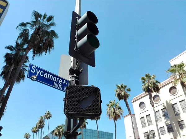 Hollywood Los Ángeles California Septiembre 2018 Sycamore Avenue Señal Dirección —  Fotos de Stock