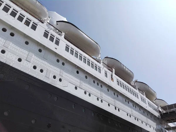 加利福尼亚州龙滩 2018年9月7日 历史性的跨大西洋船只 玛丽女王号 停泊在长滩 — 图库照片