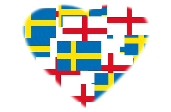 Suécia Inglaterra Bandeiras — Fotografia de Stock