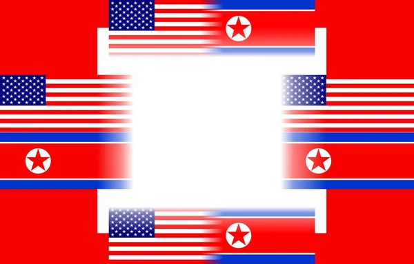 米国と北朝鮮の旗 両国間の政治的関係の概念 — ストック写真