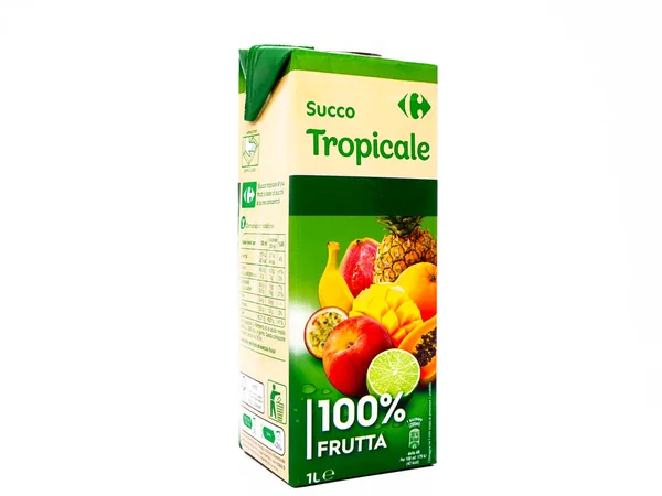 Pescara Itálie Dubna 2020 Tropical Fruit Juice Sold Carrefour Supermarket — Stock fotografie