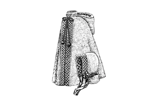 Hand Drawn Sketch Vintage Female Clothes Fashion Illustration — Stock Photo, Image