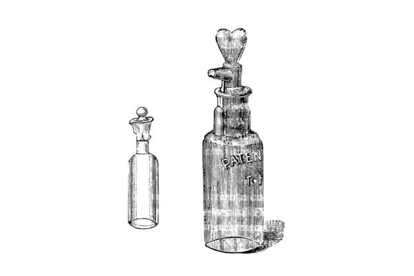 Croquis Équipement Pharmacie Antique Gros Plan Objets Médicaux Vintage — Photo