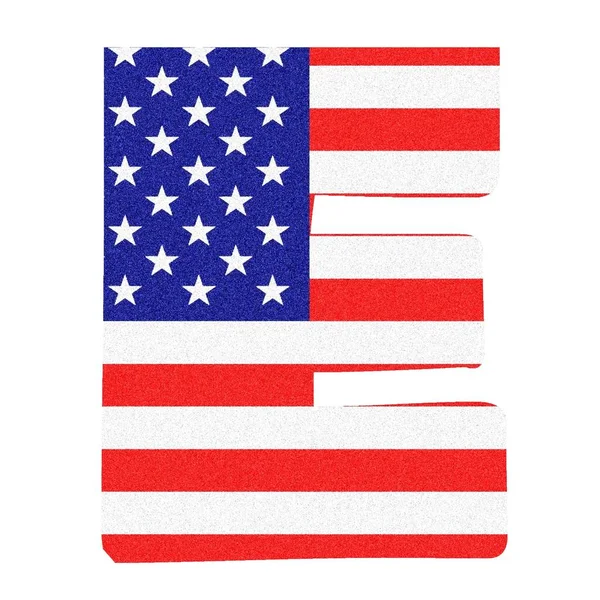ブラックマーブルドグリッター付きアメリカ国旗スタイルのE文字 — ストック写真