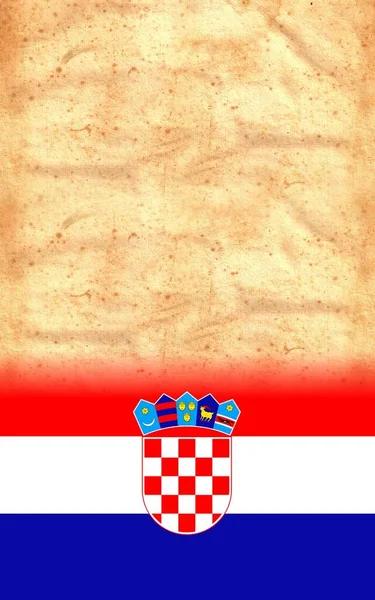 Флаг Croatia Оригинальной Винтажной Пергаментной Бумаге Пространством Текста Дизайна — стоковое фото