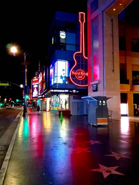 Hard Rock Cafe Hollywood Bulvarında Gece Hollywood Los Angeles California — Stok fotoğraf
