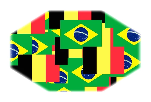Brasil Bélgica Banderas Sobre Fondo Blanco — Foto de Stock