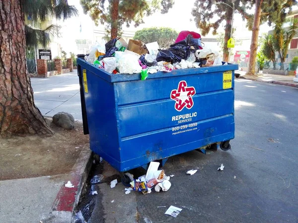 Hollywood Los Angeles Kalifornie Září 2018 Kontejner Odpad Ulici Hollywoodu — Stock fotografie