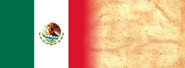México Bandera Sobre Papel Pergamino Vintage Original Con Espacio Para — Foto de Stock