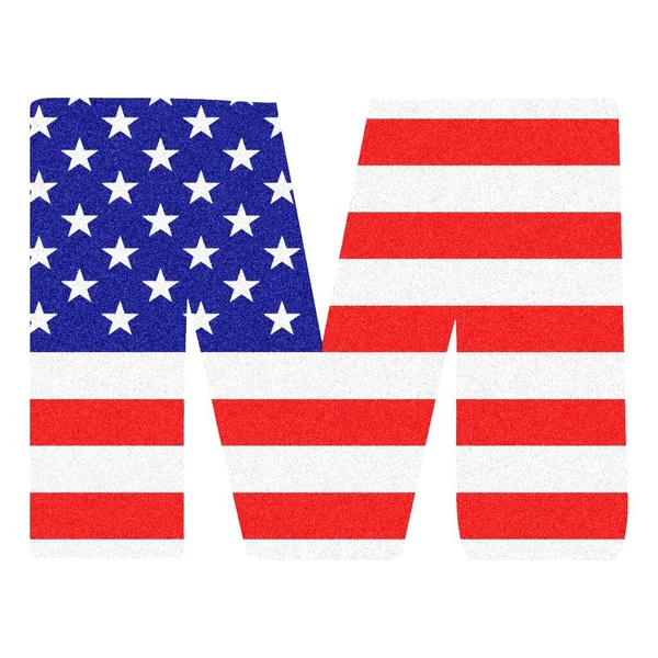 关于带有黑色大理石光泽的美国国旗风格的M字 — 图库照片