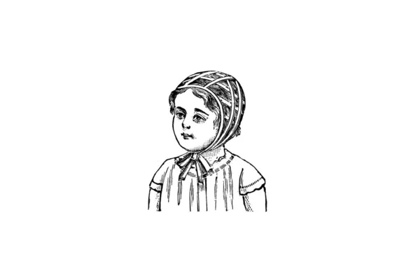 Retrato Menina Fundo Branco Ilustração Lápis — Fotografia de Stock