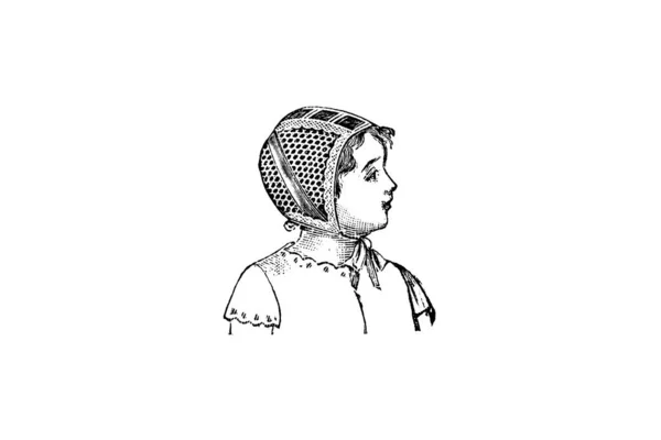 Beyaz Arka Planda Bir Kızın Portresi Kalem Illüstrasyonu — Stok fotoğraf