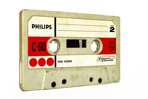 Cinta Casete Vintage Philips 1971 Compact Cassette Philips Bajo Ruido — Foto de Stock