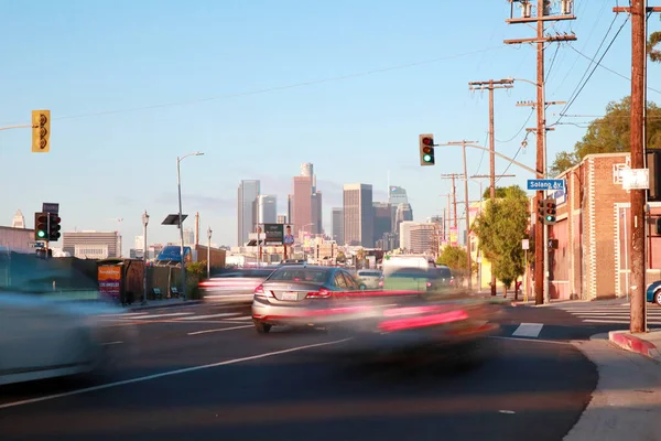 Λος Άντζελες Καλιφόρνια Οκτωβρίου 2019 Long Exposure Traffic Όμορφη Θέα — Φωτογραφία Αρχείου