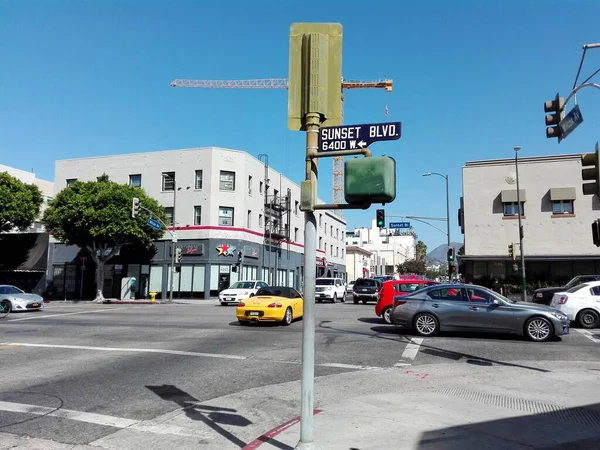 Hollywood Los Ángeles California Septiembre 2018 Sunset Boulevard Señal Dirección —  Fotos de Stock