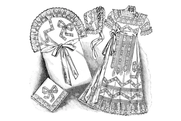 弓と若い女性の袋を持った男の手描きのスケッチ — ストック写真