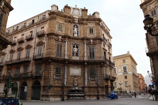 Palermo Quattro Canti Piazza Vigliena Four Corners Площа Центрі Старого — стокове фото