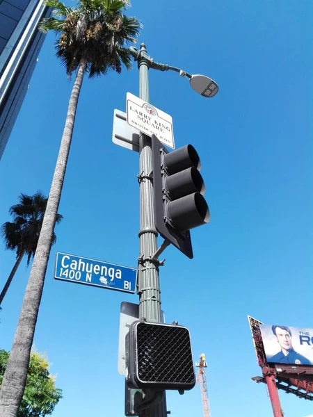 Hollywood Los Angeles California Settembre 2018 Cahuenga Boulevard Cartello Stradale — Foto Stock