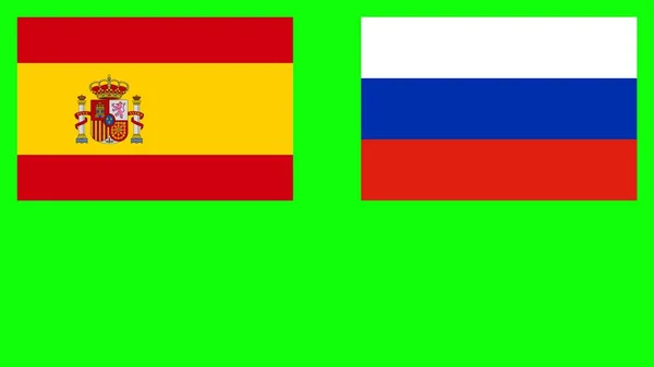 Bandeiras Rússia Espanha — Fotografia de Stock