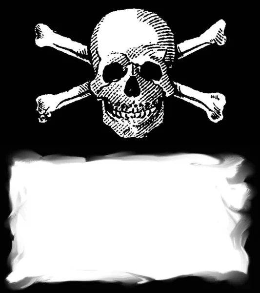 ジョリー ロジャーのイラスト頭蓋骨と十字架のシンボル — ストック写真