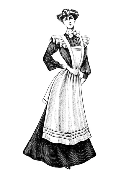 Handgetekende Schets Van Vrouw Vintage Kleding Mode Illustratie — Stockfoto