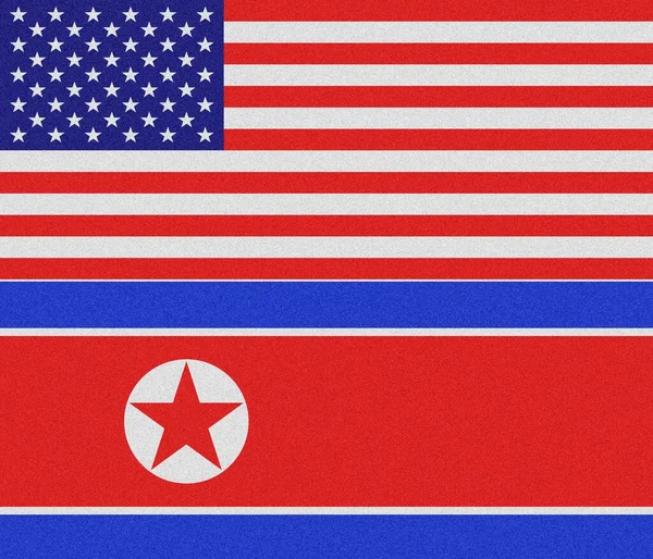 Statele Unite Ale Americii Steagurile Coreei Nord Conceptul Relațiilor Politice — Fotografie, imagine de stoc