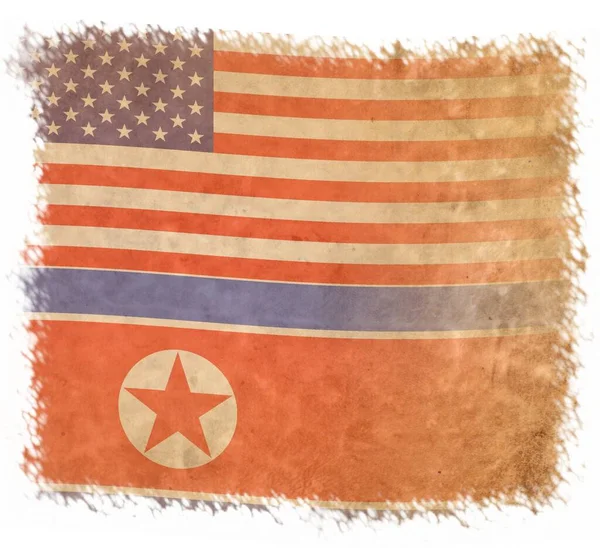 Estados Unidos América Corea Del Norte Banderas Concepto Las Relaciones —  Fotos de Stock