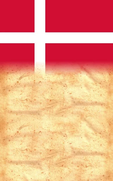 Dinamarca Bandera Sobre Papel Pergamino Vintage Original Con Espacio Para — Foto de Stock