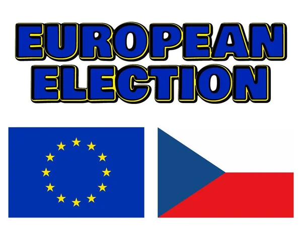 Europaparlamentsval Europeiska Unionens Och Tjeckiens Flaggor — Stockfoto