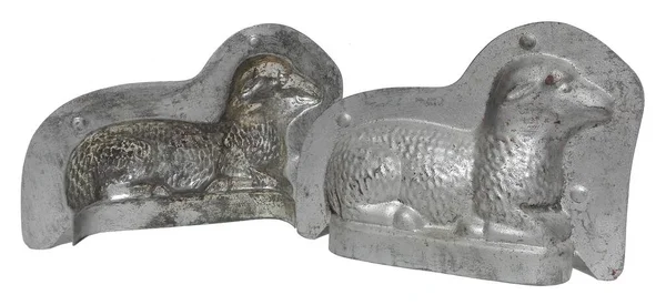 Antique Easter Sheep Chocolate Tin Molds — Fotografia de Stock