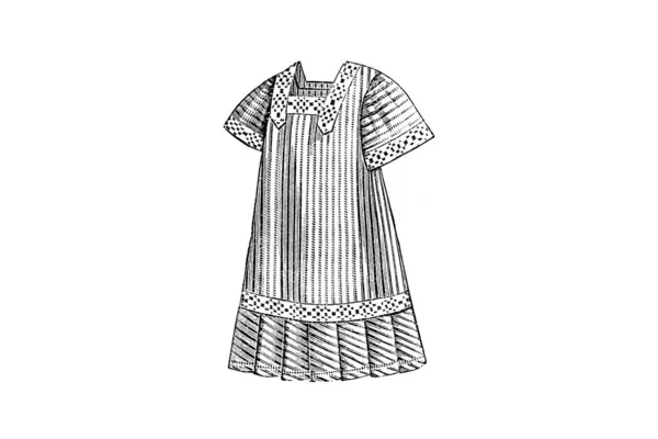 Handgetekende Schets Van Vintage Kinderkleding Mode Illustratie — Stockfoto