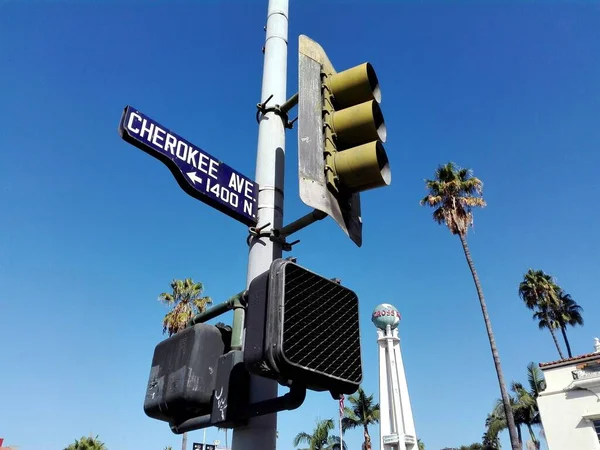 Hollywood Los Angeles Califórnia Setembro 2018 Cherokee Avenue Sinal Direção — Fotografia de Stock