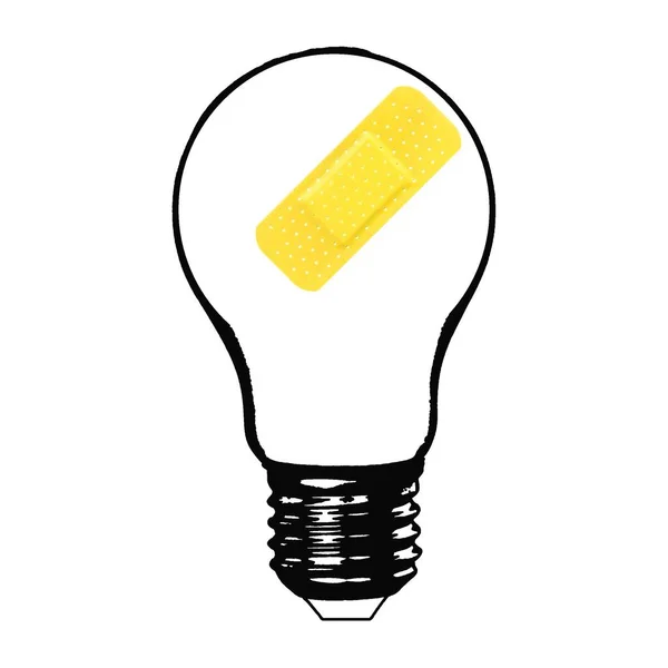 Перша Допомога Пов Язка Гіпсу Коміксів Light Bulb Нерегулярними Ребрами — стокове фото