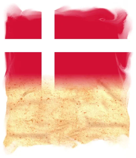 Danmark Flagga Originalårgång Pergamentpapper Med Plats För Text Eller Design — Stockfoto