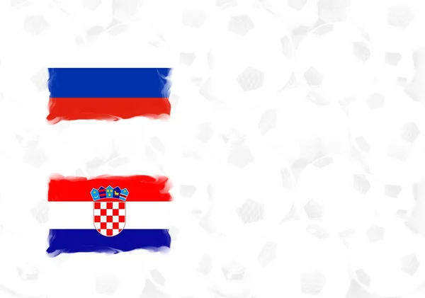 Ryssland Och Kroatien Flaggor Fotboll Bollar Bakgrund — Stockfoto