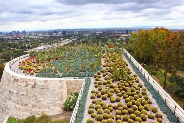 stock image Los Angeles, California - May 10, 2019: view of Los Angeles from The Getty Center Museum, South Promontory, Cactus Garden