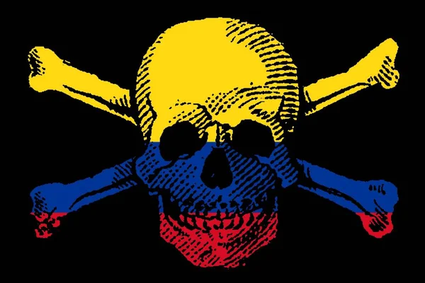 Estilo Pirata Skull Crossbones Con Bandera Colombia — Foto de Stock