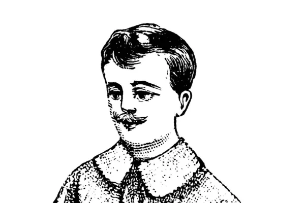 白色背景的男人的肖像 铅笔插图 — 图库照片