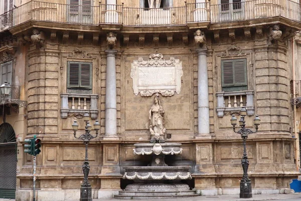 Palermo Quattro Canti Piazza Vigliena Four Corners Barokní Náměstí Centru — Stock fotografie