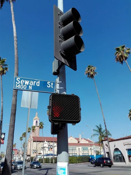 Hollywood Los Angeles Califórnia Setembro 2018 Seward Street Placa Direção — Fotografia de Stock